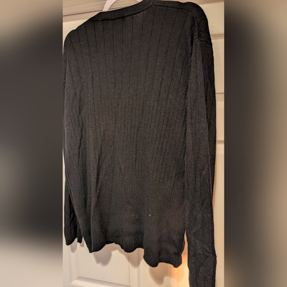 Claiborne Mens Black Long Sleeve Ribbed V-Neck Sweater Rayon Nylon Blend Size XL - Picture 14 of 14
